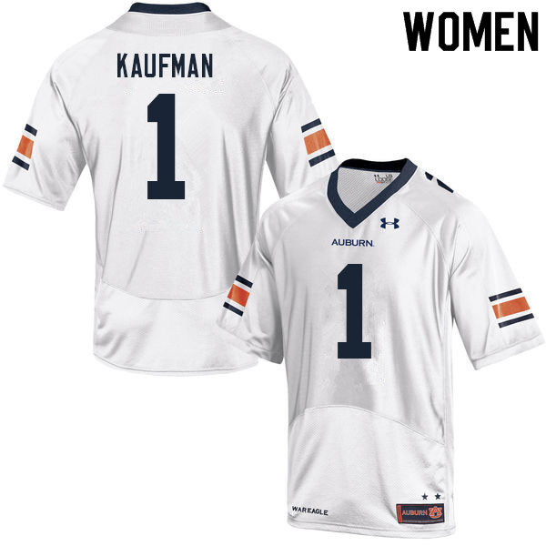 Auburn Tigers Women's Donovan Kaufman #1 White Under Armour Stitched College 2021 NCAA Authentic Football Jersey NJY2574EM